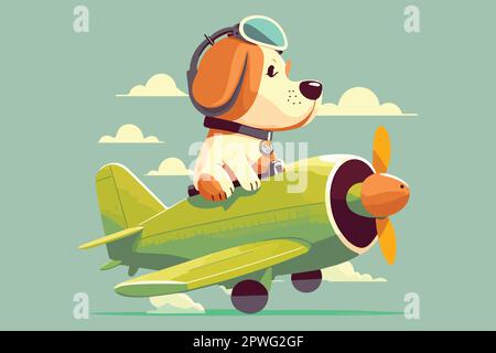 Dog Riding A Plane Vector Illustration Stock Vector Image & Art - Alamy