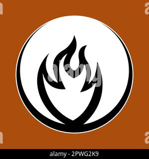 Flame Icon - Fire symbol of the elements, simple and clean vector graphics, flat digital illustration in black, red and white Stock Vector