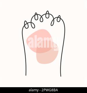 Cat paw footprint continuous line icon.Foot silhouette.Veterinary,animal protection concept.Modern style linear logo Stock Vector