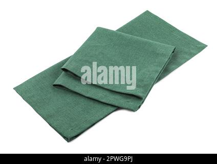 Green cloth kitchen napkins isolated on white Stock Photo