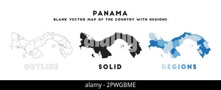 Panama map. Borders of Panama for your infographic. Vector country shape. Vector illustration. Stock Vector