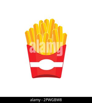 simple classic french fries hot chips fast food icon illustration isolated on white background Stock Vector