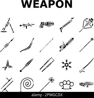 weapon gun game knife war icons set vector Stock Vector