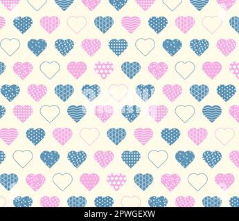 Free vector romantic pattern with different types of hearts Stock Vector