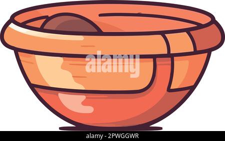 Earthenware red bowl decoration icon Stock Vector