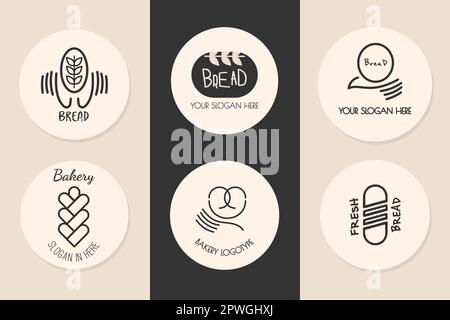 Set of bakery logos.Bakery with pretzel,bread,bun,hands.Design elements,logos,badges,labels,icons and objects.Vector Stock Vector