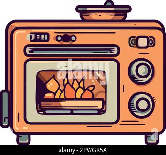 Modern stove heats meal in comfortable kitchen Stock Vector