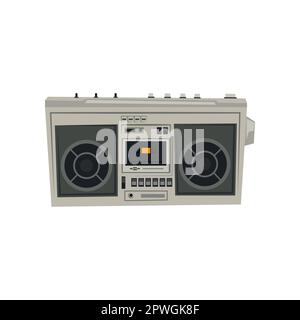 Old audio magnetic recorder cartoon illustration Stock Vector