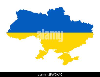 Vector Illustration of the Flag Incorporated Into the Map of Ukraine. Map of Ukraine on a white background. Vector Stock Vector