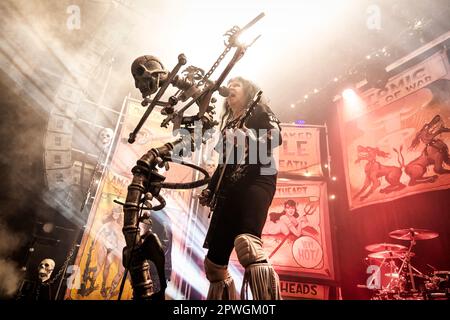 Oslo, Norway. 26th, April 2023. The American glam metal band W.A.S.P. performs a live concert at Rockefeller in Oslo. Here vocalist, musician and songwriter Blackie Lawless is seen live on stage. (Photo credit: Gonzales Photo - Terje Dokken). Stock Photo