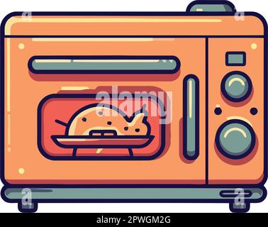 chicken in kitchen oven icon Stock Vector