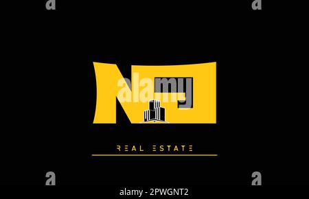 Real Estate letters Modern Creative logo NJ , JN Stock Vector
