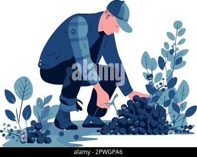 One person sitting under in nature Stock Vector