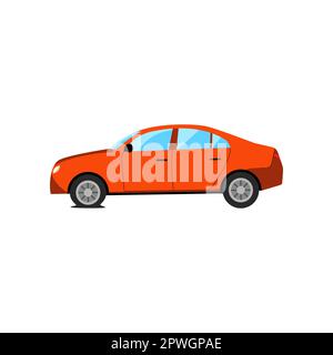 Broken car with flat tire cartoon illustration Stock Vector