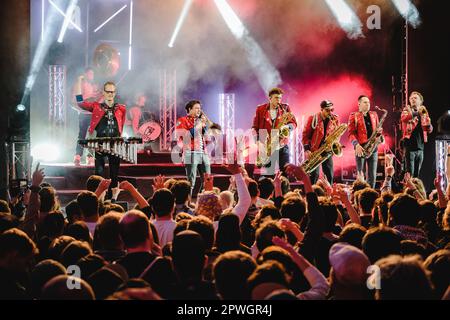 Bern, Switzerland. 28th, April 2023. The German techno marching band