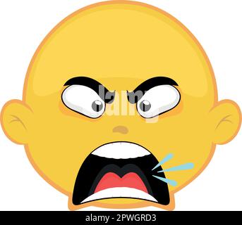 Vector illustration yellow cartoon character emoticon yelling and an angry expression Stock Vector