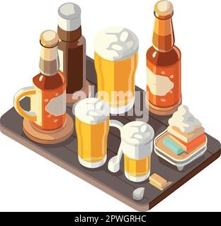 beers drinks in six containers Stock Vector