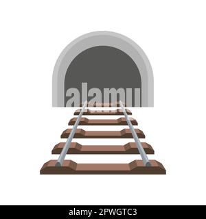 Railway line to tunnel vector illustration Stock Vector