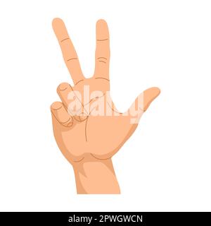 Cartoon hand signs showing numbers 0 to 10. Flat educational vector ...