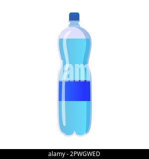 Drinking water bottle. Cartoon vector illustration transparent container and flask full of liquid isolated on white Stock Vector