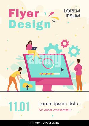 Tiny programmers upgrading operation system of computer Stock Vector