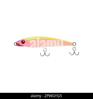 Pink fishing bait in shape of fish cartoon illustration Stock Vector