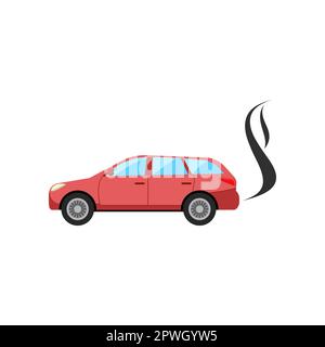 Car with broken exhaust pipe cartoon illustration Stock Vector