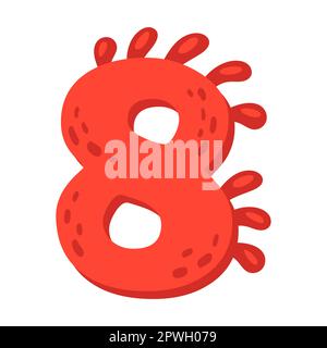 Colorful number eight with dinosaur spikes vector illustration. Figures for funny card, game or invitation on white background Stock Vector