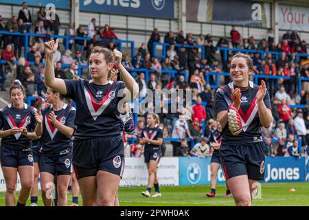 Halliwell Jones Stadium, Warrington, England. 29th April 2023. England v France, Women's Rugby League, Mid-Season International. Credit: Mark Percy Stock Photo