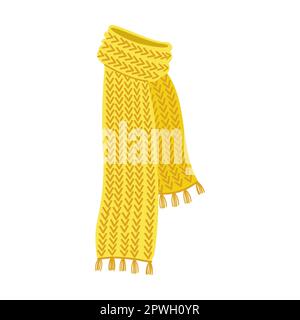 Knitted warm scarf. Vector illustration of knitting, needlework, craft hobby isolated on white background Stock Vector
