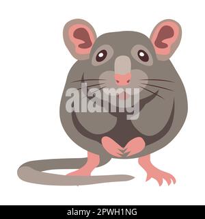 Mouse cartoon illustration. Little house mice or rat character with long tail isolated on white background Stock Vector