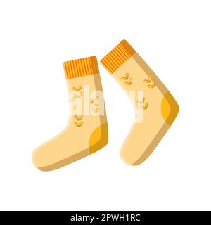 Yellow pair of socks from wool vector illustration Stock Vector