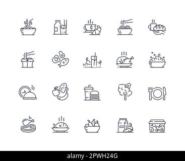 Meal icons outline set Stock Vector