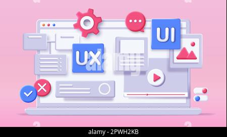 3D UI UX Stock Vector