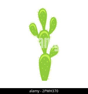 Cactus vector illustration. Cacti, spiny tropical plant with flowers or blossoms, Arizona or Mexico succulents isolated on white Stock Vector