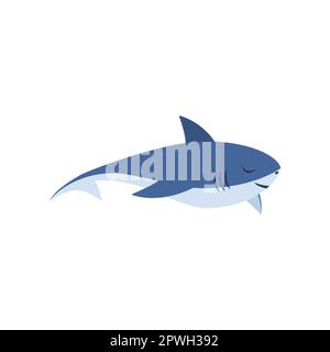 Cute shark sleeping cartoon illustration Stock Vector