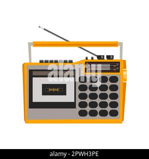 Old-fashioned radio with antenna recorder cartoon illustration Stock Vector