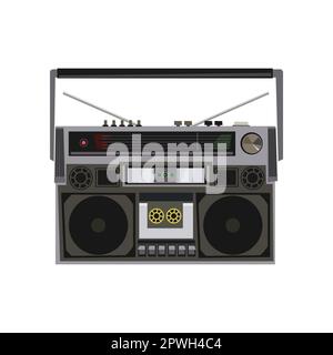 Old boombox recorder cartoon illustration Stock Vector