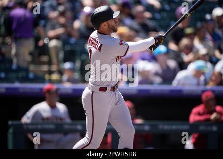 Arizona Diamondbacks third baseman Evan Longoria (3) in the fourth inning  of a baseball game Friday, April 28, 2023, in Denver. (AP Photo/David  Zalubowski Stock Photo - Alamy