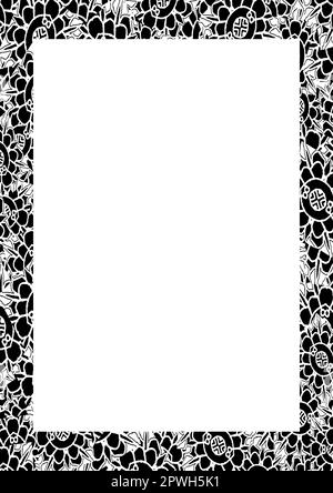 Blank frame with black and white intricate linear art patterned borders Stock Photo