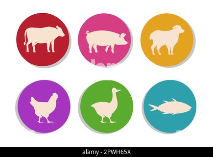 Badges or labels with animal symbols vector illustrations set Stock Vector