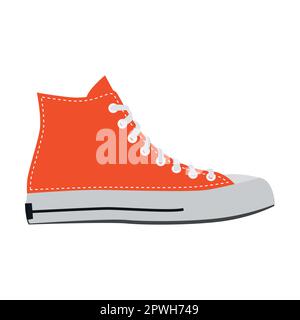 Female Youth sneakers, shoes flat vector illustration. Summer, autumn and winter foot wear for women isolated on white background Stock Vector
