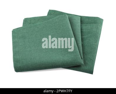Green cloth kitchen napkins isolated on white Stock Photo