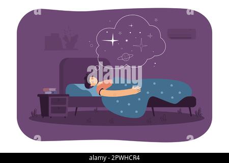 Peaceful man sleeping in bedroom Stock Vector