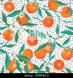 Textile repeat pattern for ladies suit fabric orange shapes design. Stock Vector