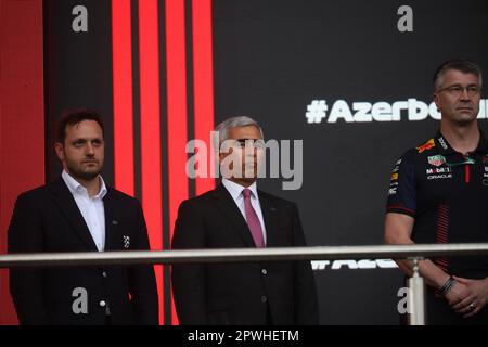 Baku, Azerbaijan. 30th Apr, 2023. BAKU, AZERBAIJAN, 30. April 2023; (C) Anar Alakbarov, the President of the Azerbaijan Automobile Federation (AAF) and Assistant to the President of the Republic of Azerbaijan during the AZERBAIJAN Formula 1 Grand Prix, F1 in BAKU, Race day on the street circuit. FIA Formula1 World Championship race on 30 April. 2023 - fee liable image, copyright © Christian BAUDAT/ATPimages (BAUDAT Christian/ATP/SPP) Credit: SPP Sport Press Photo. /Alamy Live News Stock Photo