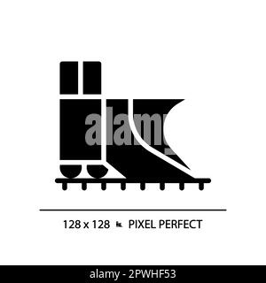 Snowplow train pixel perfect black glyph icon Stock Vector
