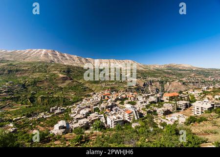 Lebanon mountains, townscape of Bsharri, Holy Kadisha(Qadisha) valley, Cedar of Lebanon, Bsharri(Bsharre), Lebanon, middle east, Asia Stock Photo