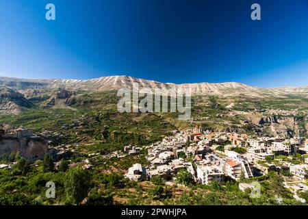 Lebanon mountains, townscape of Bsharri, Holy Kadisha(Qadisha) valley, Cedar of Lebanon, Bsharri(Bsharre), Lebanon, middle east, Asia Stock Photo