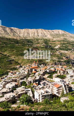 Lebanon mountains, townscape of Bsharri, Holy Kadisha(Qadisha) valley, Cedar of Lebanon, Bsharri(Bsharre), Lebanon, middle east, Asia Stock Photo